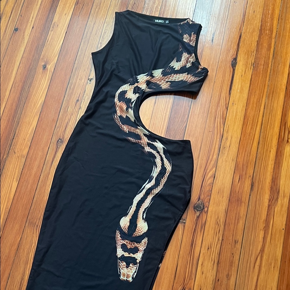 Murci Black Snake-Print Reptile Dress
